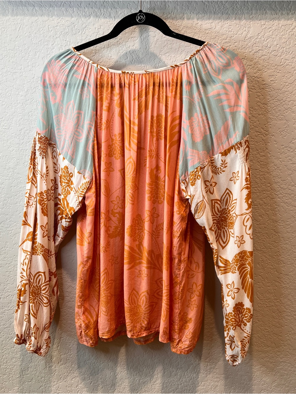 Johnny Was Waimea Mixed Floral Patchwork Peasant Top Pink & Orange Size XL - Picture 15 of 16